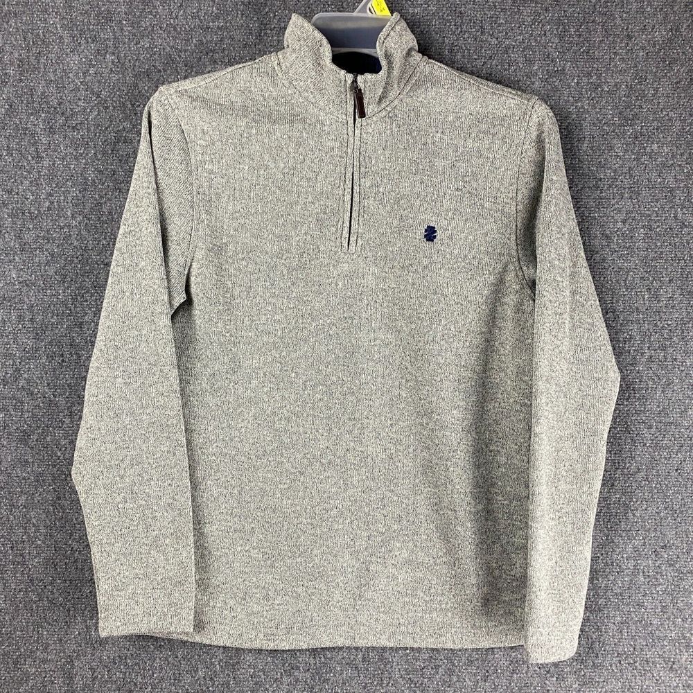 Izod 1/4 Zip Pullover Men's Small Gray Fleece Adults S 100% Polyester